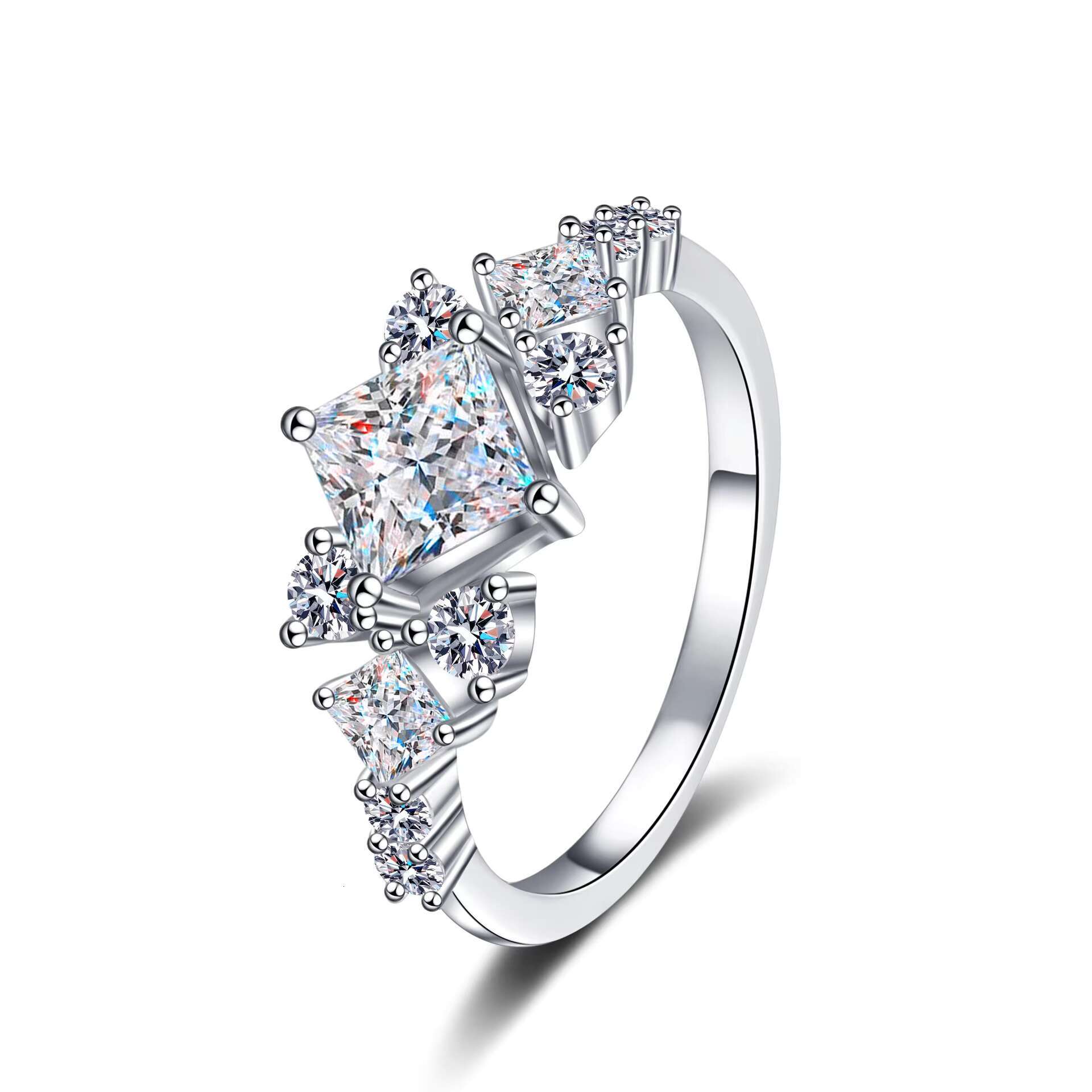 Moissanite Wholesale Premium square Diamond Ring 925 Sterling Silver for Women Wedding Fashion Jewelry Gifts