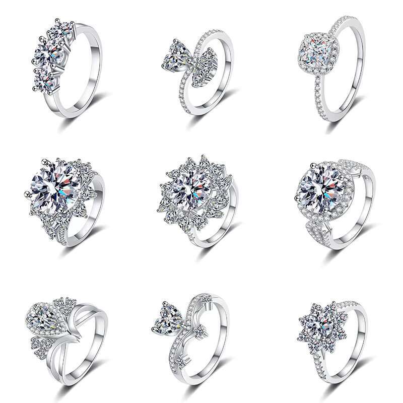 Luxury 10ct Moissanite Engagement Ring for Women 925 Sterling Silver 1ct Diamond Wedding Rings Gra Certified Moissanite Jewelry