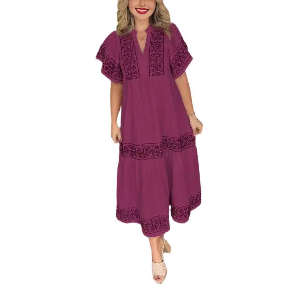 New European American printed loose cotton dress, 2025 new casual and versatile fashion clothing