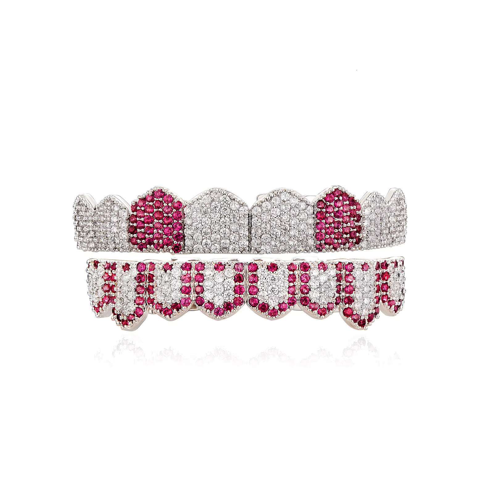 Hip Hop Bling Micro Paved Diamond Grillz Iced Out Gold Silver Top and Bottom Teeth Grillz