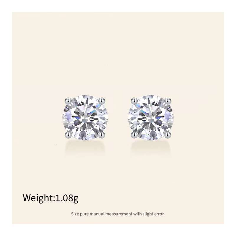 Free Video and Picture Four Claw Stud Moissanite S925 Silver Earrings