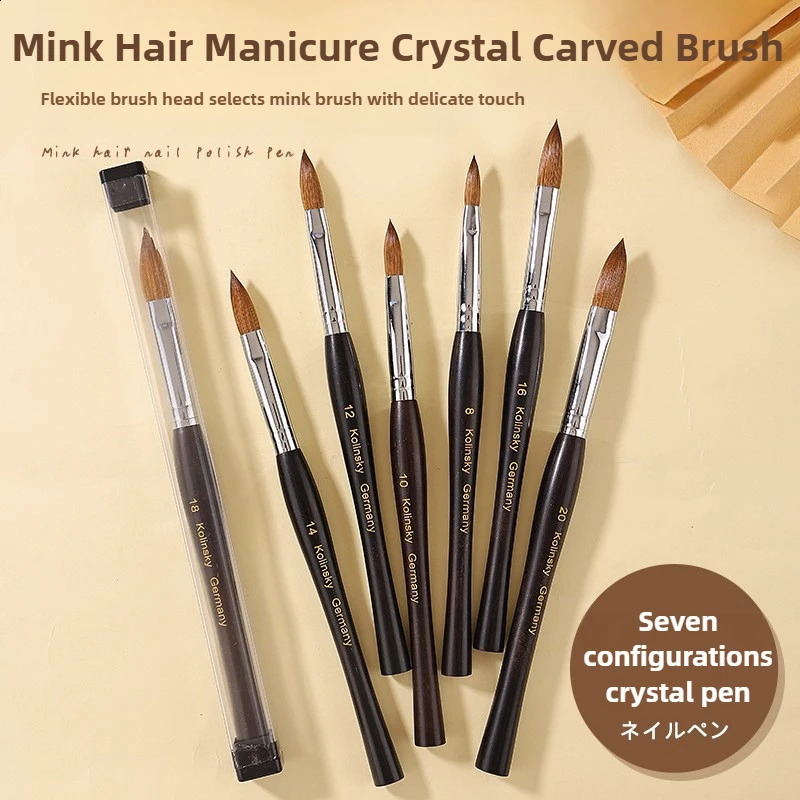 Sweet-Z 100% Kolinsky Nail Acrylic Brush Nail Supplies Sandalwood Color Handle Professionals Manicure For DIY Nail Drawing 250528