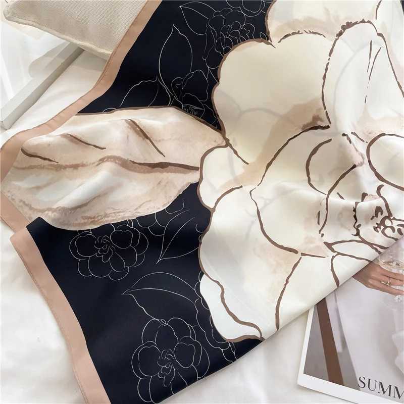 New 90*90cm Scarves Shawl Women Luxury Design Silk Scarf Hijab Kerchief Beach Design Bandana Hairband Neckerchief Wraps Ribbon W250602