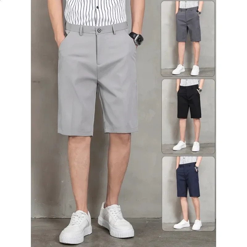 Summer Thin Ice Silk Breathable Loose Short Business Classic Casual Shorts Men Clothing Mens Short Sweatpants Korean 2025 250530