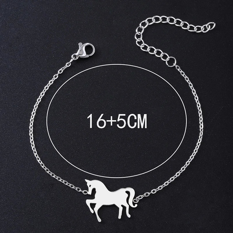 18K Gold Silver Plated Horse Bracelet Adjustable Stainless Steel Chain Bracelets For Women Girls 250528