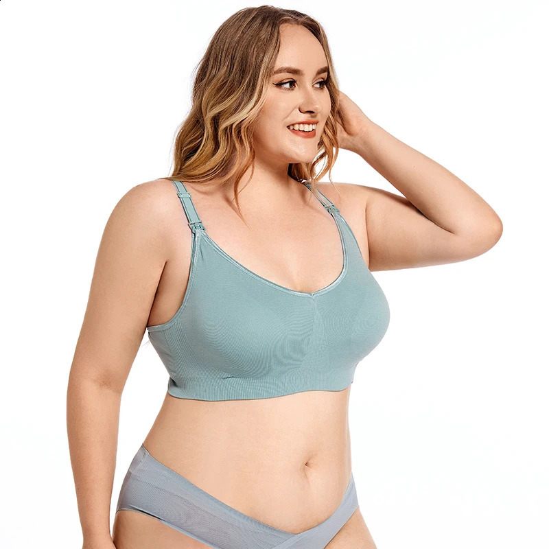 Plus Size Wireless Maternity Bra Front Open Gather Together Prevent Sagging Seamless 3D Breathable Comfortable Breastfeeding Bra 250530