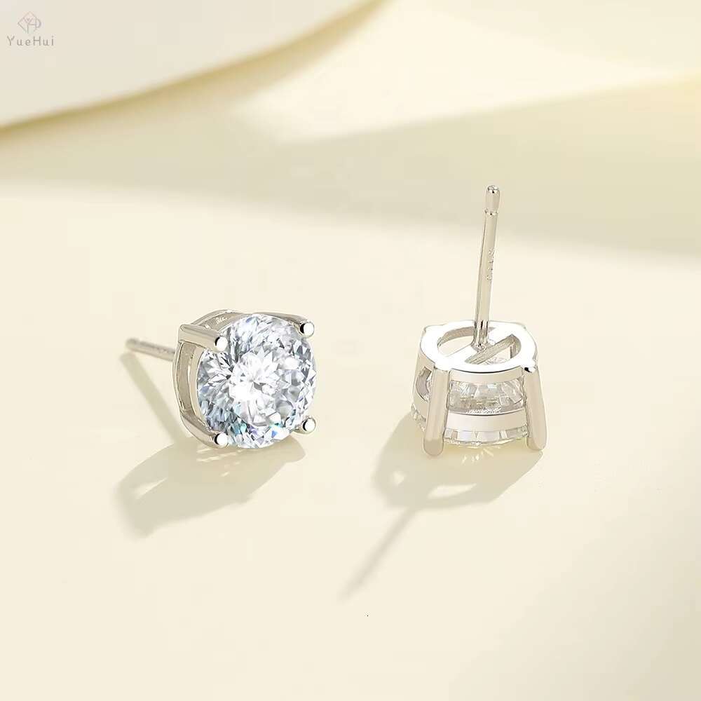 1ct 2ct d Color 925 Sterling Silver Luxury Diamond Vvs 100 Facet Russian Portuguese Cut Moissanite Earrings Stud