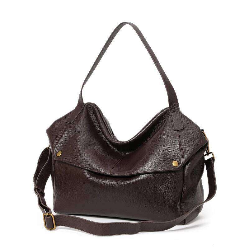 2025 winter new large-capacity shoulder large European and American soft leather tote simple casual women's bag