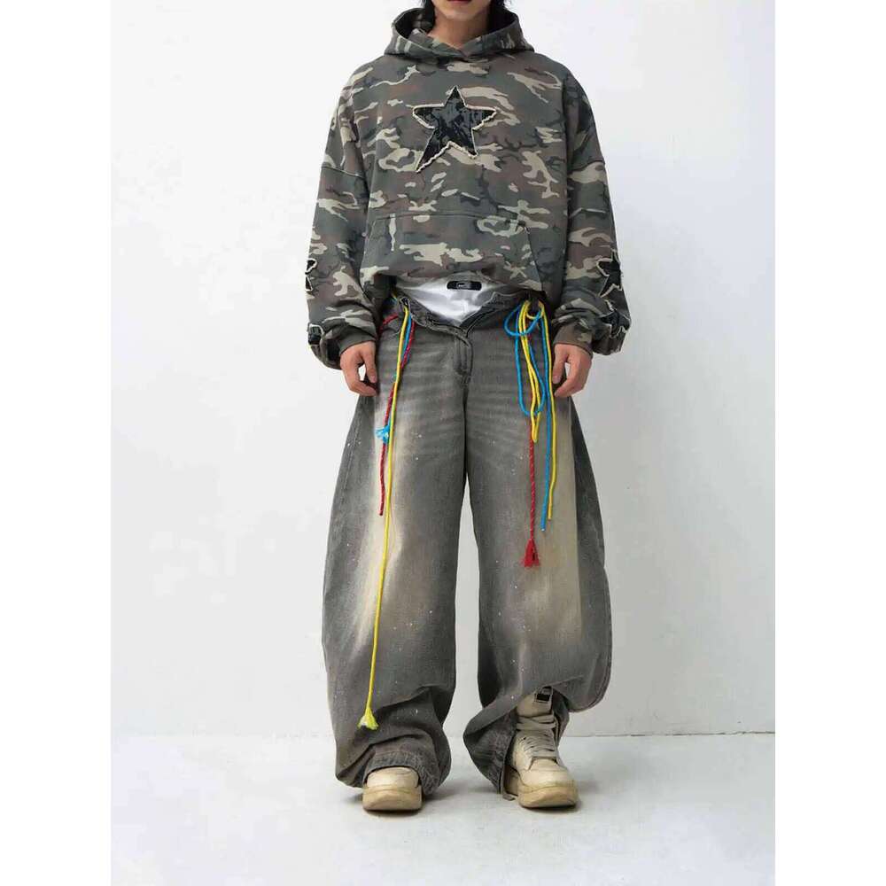 Grey Women's Jeans Baggy Fashion Vintage Streetwear Y2k Wide Leg Straight Jean High Waist Trouser Classic Oversized Denim Pants