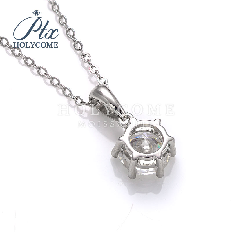 Fine Jewelry White Diamond 6 Claw Pendant Necklace 925 Sterling Silver 1CT Minimalist D Color VVS Moissanite Pendant Women Unisex Party Gift
