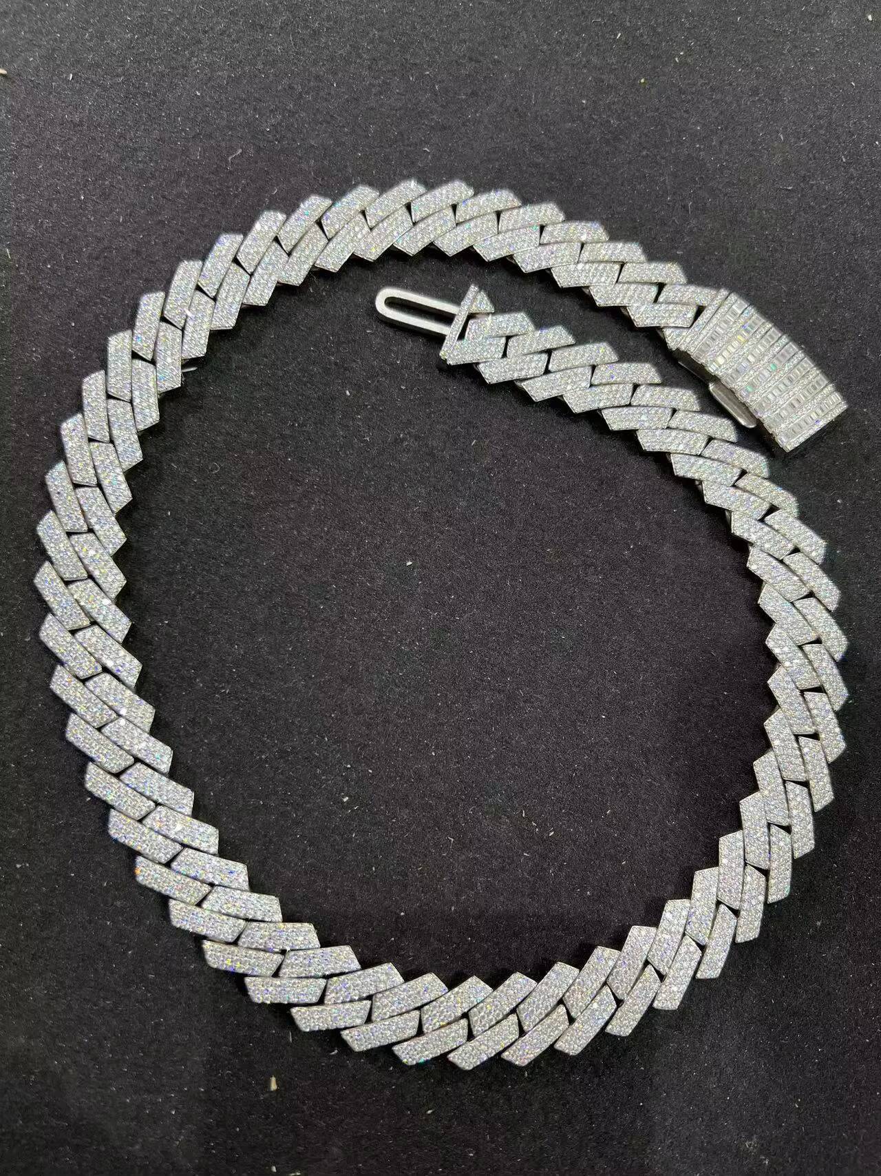 Famous 22 inch k 18mm Sier Iced Cuban Men's and Women's Chain