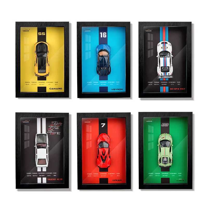 1 32 911 LP780-4 VEYRON Camaro AE86 Lykan photo frame hanging painting alloy car model 3D stereoscopic collection Free shipping