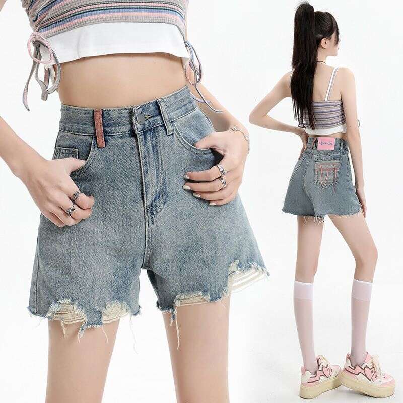 Denim Shorts Jeans Shorts Ripped Denim Shorts For Women Summer New High Waisted Slimming Loose Thin Style Girl A Line Wide Leg Hot Pants Ins Trend Rip