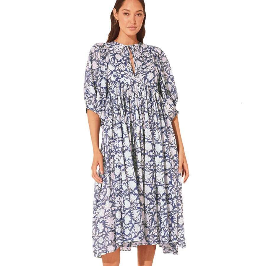 New Floral Fashion Women's Loose Casual Mid-Sleeve Summer Rayon Vacation Dress
