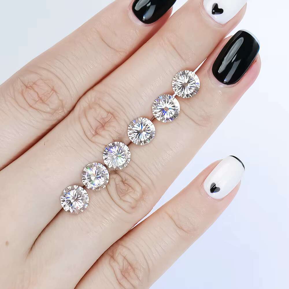 Hot Selling Trendy 925 Silver Moissanite Diamond Stud Earrings 5mm 6.5mm 8mm White Gold for Wedding Gift