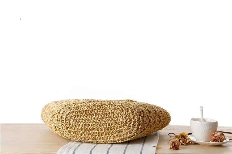 Gold Thread Shell Hook Flower Hand Woven Shoulder Straw Beach Bag Seaside Fashion Summer Women Handbags Crochet