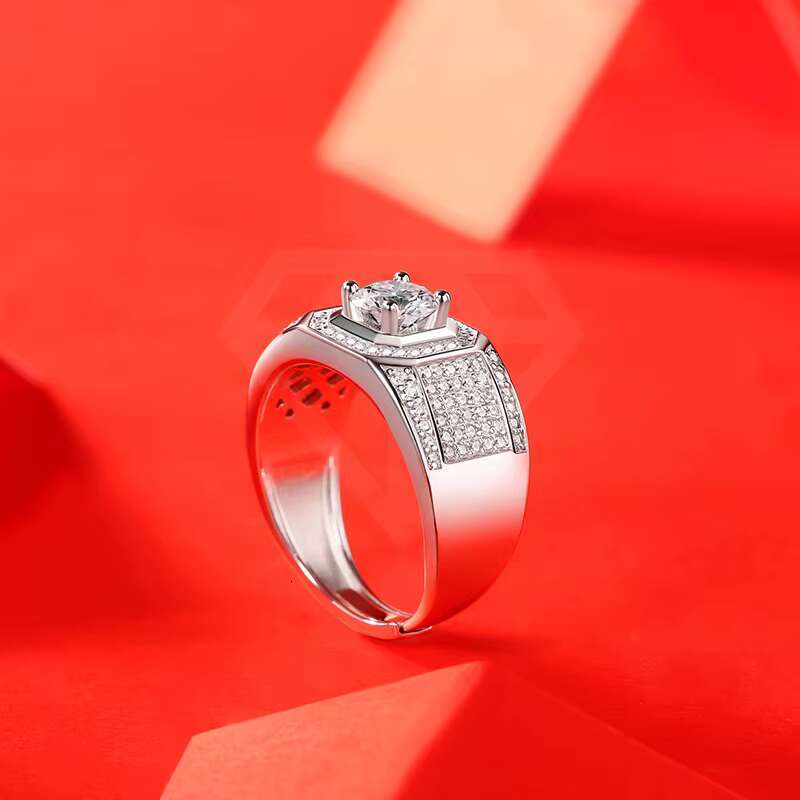 2022 New Engagement Ring Wholesale Moissanite Rings Man Moissanite Ring S925 Sterling Silver for Wedding 925 Silver Hiphop GRA