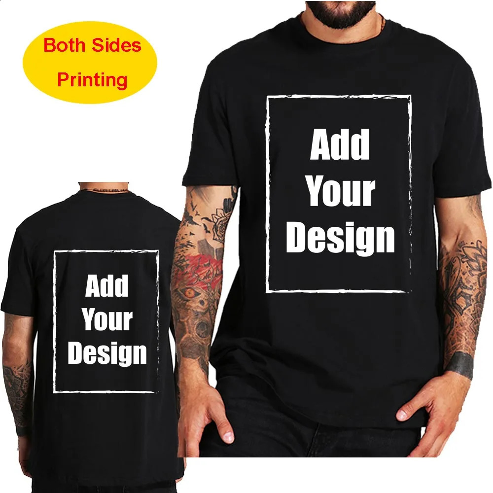 Custom T Shirt for Men Front Back Print Make Your n Text Gift Tshirt 100% Cotton Made in US 250530