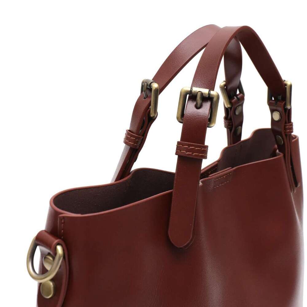 Women Vintage Elegant Real Leather Top-Handle Bag Solid Color Minimalist Style Tote Shoulder Cross Body Handbag Zip Liner Purse