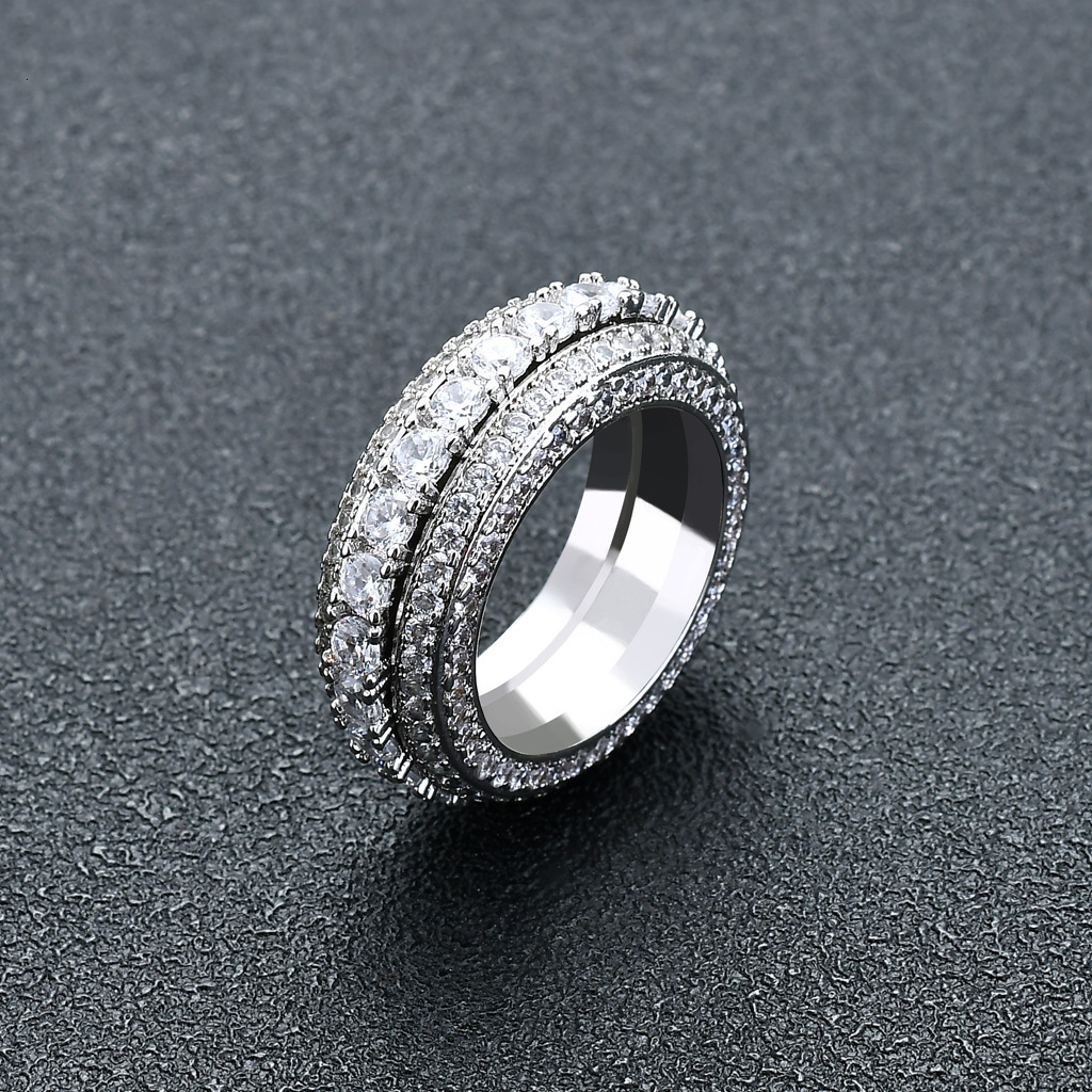 Five rows of Moissanite rotatable ring moissanite