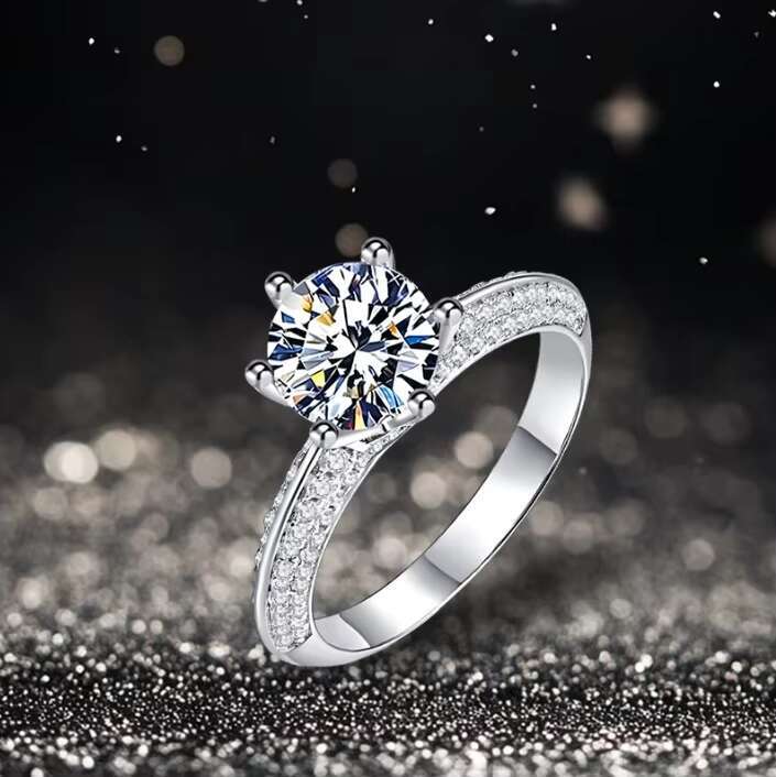 Silver Plated Wholesale Ring Six Claw Moissanite Zircon Ring Hot Selling Style Ring Jewelry