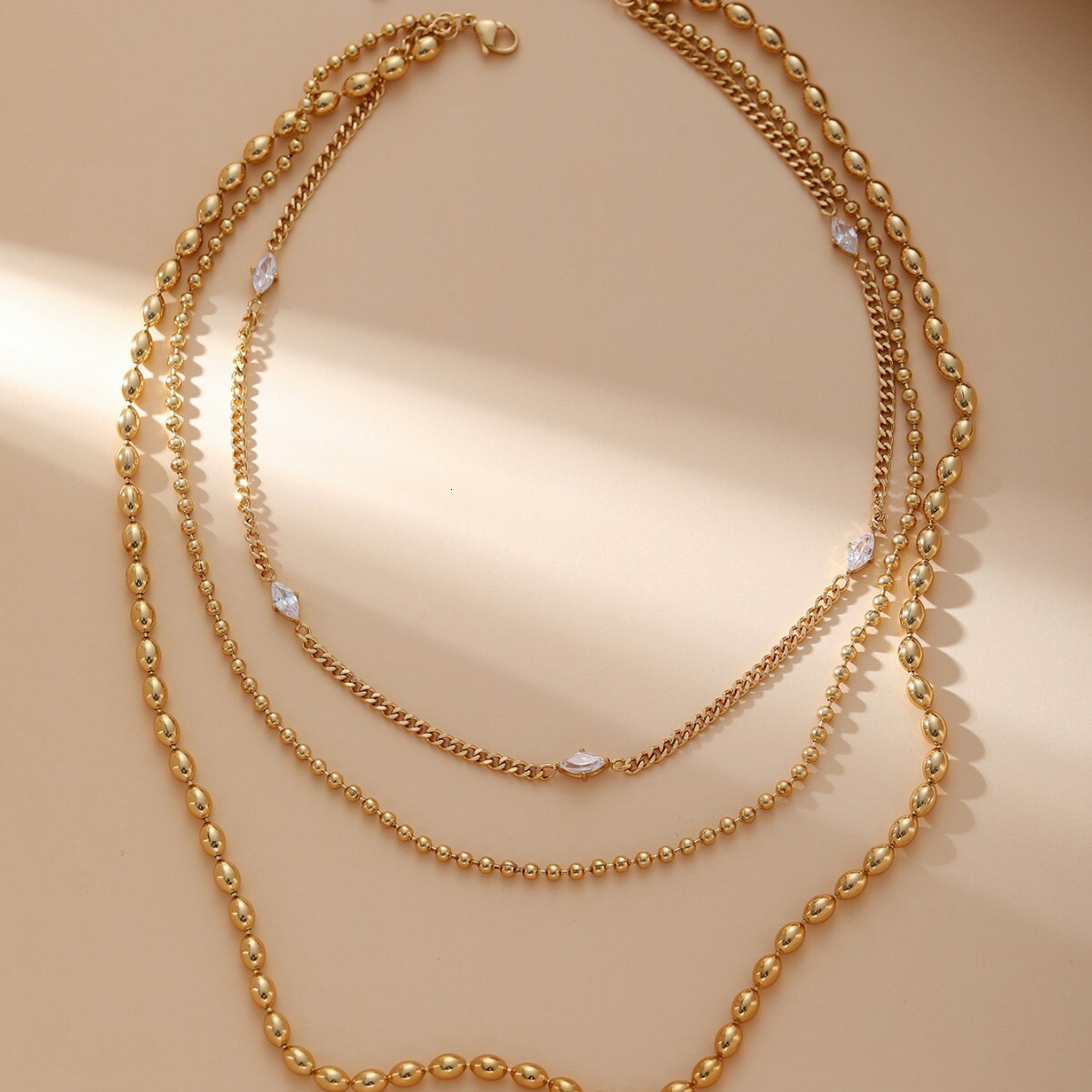 Layered Elegant Round Chain Zircon Necklace Versatile Fashion Women's Party Commuting Jewelry