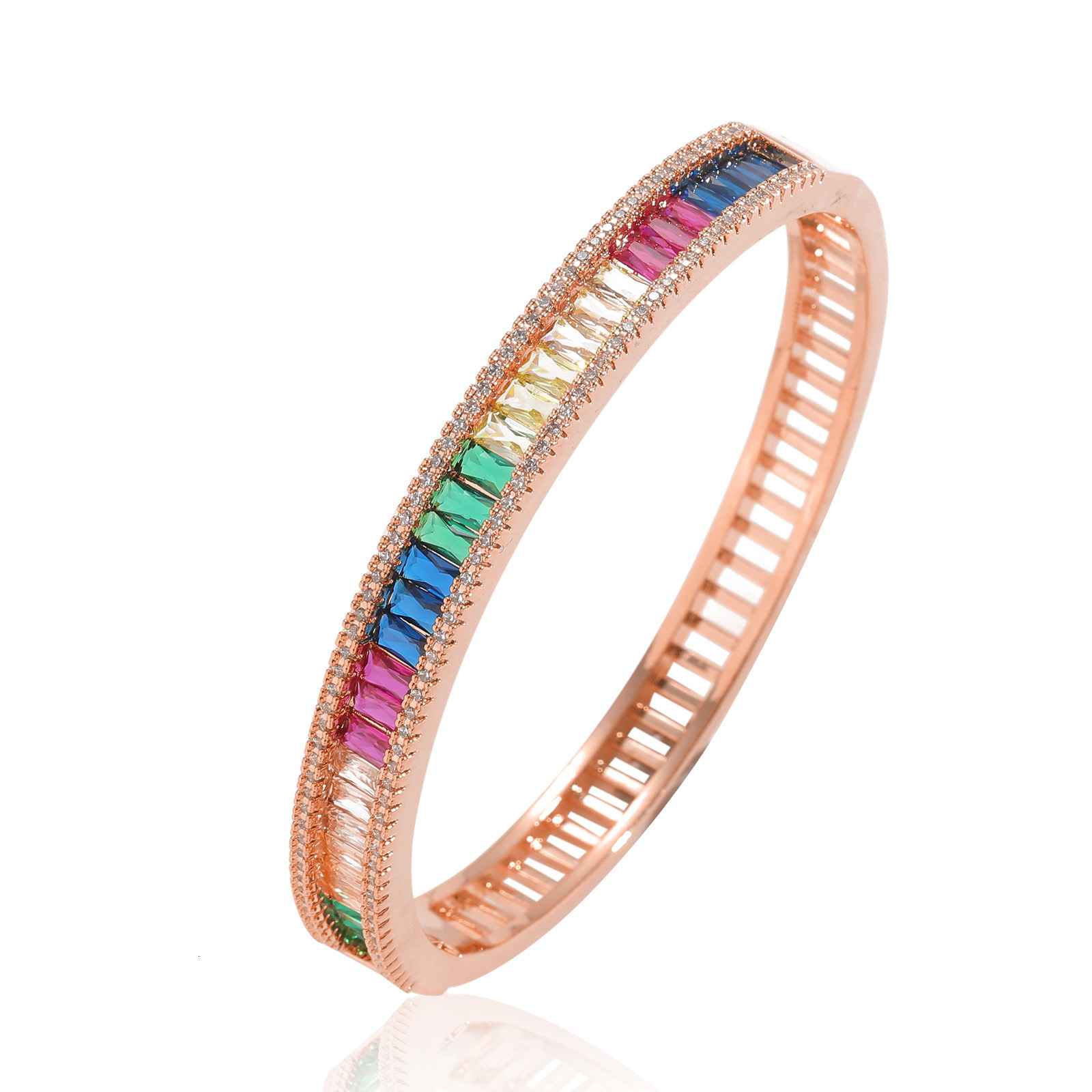 Hip Hop 8mm Colorful Bracelet Hidden Clasp Women Niche Light Luxury Cubic Moissaniteia Personality Trendy Accessories moissanite