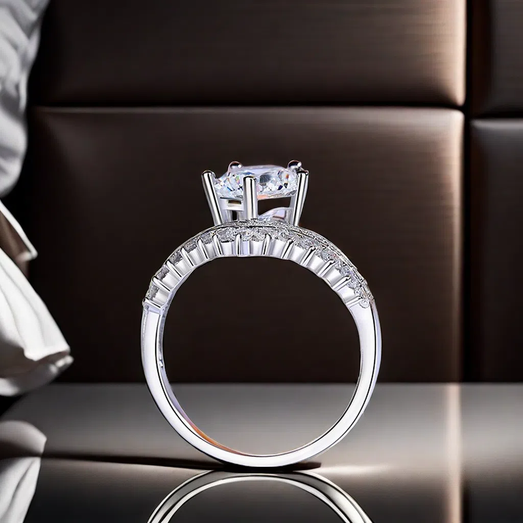 2CT D color VVS1 Moissanite ring S925 sterling silver crown design classic trendy princess wedding ring accessory for your baby and sister