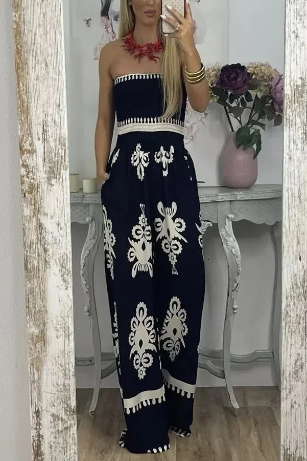 Summer Women Jumpsuit Tube Tops Wide-leg Pants Sexy Elegant Jumpsuits Female Trendy Fashion Casual Clothes Ladies Suit 250530