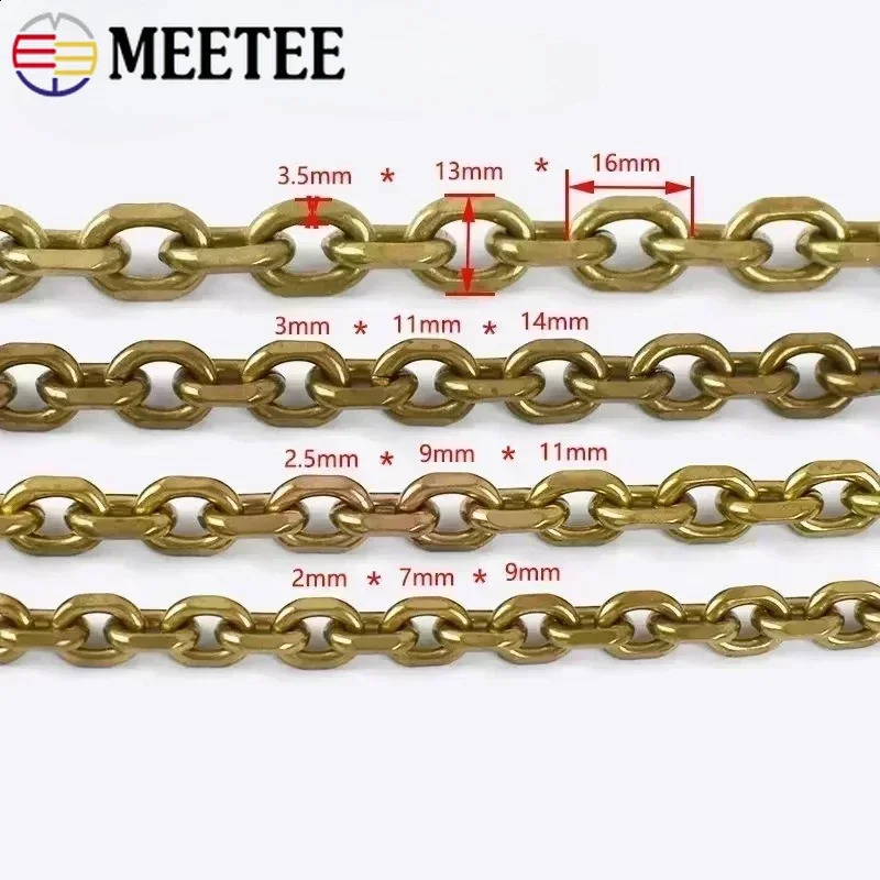 50/100cm Solid Brass Chain Pants Wallet Belt Bag Strap Connect Buckle DIY Jeans Loop Decor Chains Keychain Hardware Accessories 250530