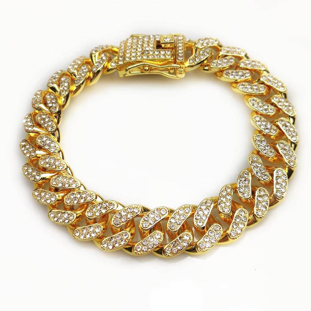 New alloy 12mm hip-hop Cuban large gold chain necklace