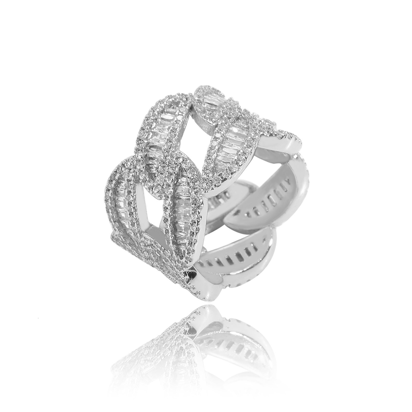 Hip Hop Mens Ring T Square Moissanite Round Ring Fashion Street Crowd Cuban Ring moissanite