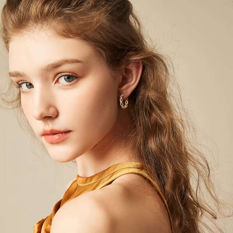 Fashion Jewelry Earrings Moissanite 925 Sterling Silver Twisted 1mm VVS Moissanite Hoop Earrings With Gra Certificate