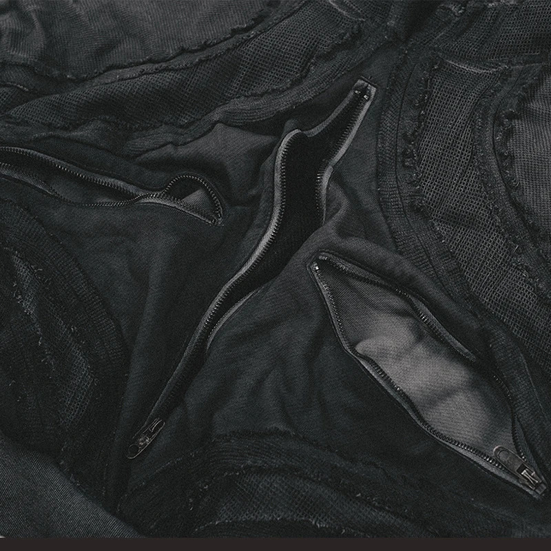 Waste Soil Style Geometric Irregular Splicing Hoodies Jacket Washed Frayed Distressed Rough Edge Hooded Coat Men 250529