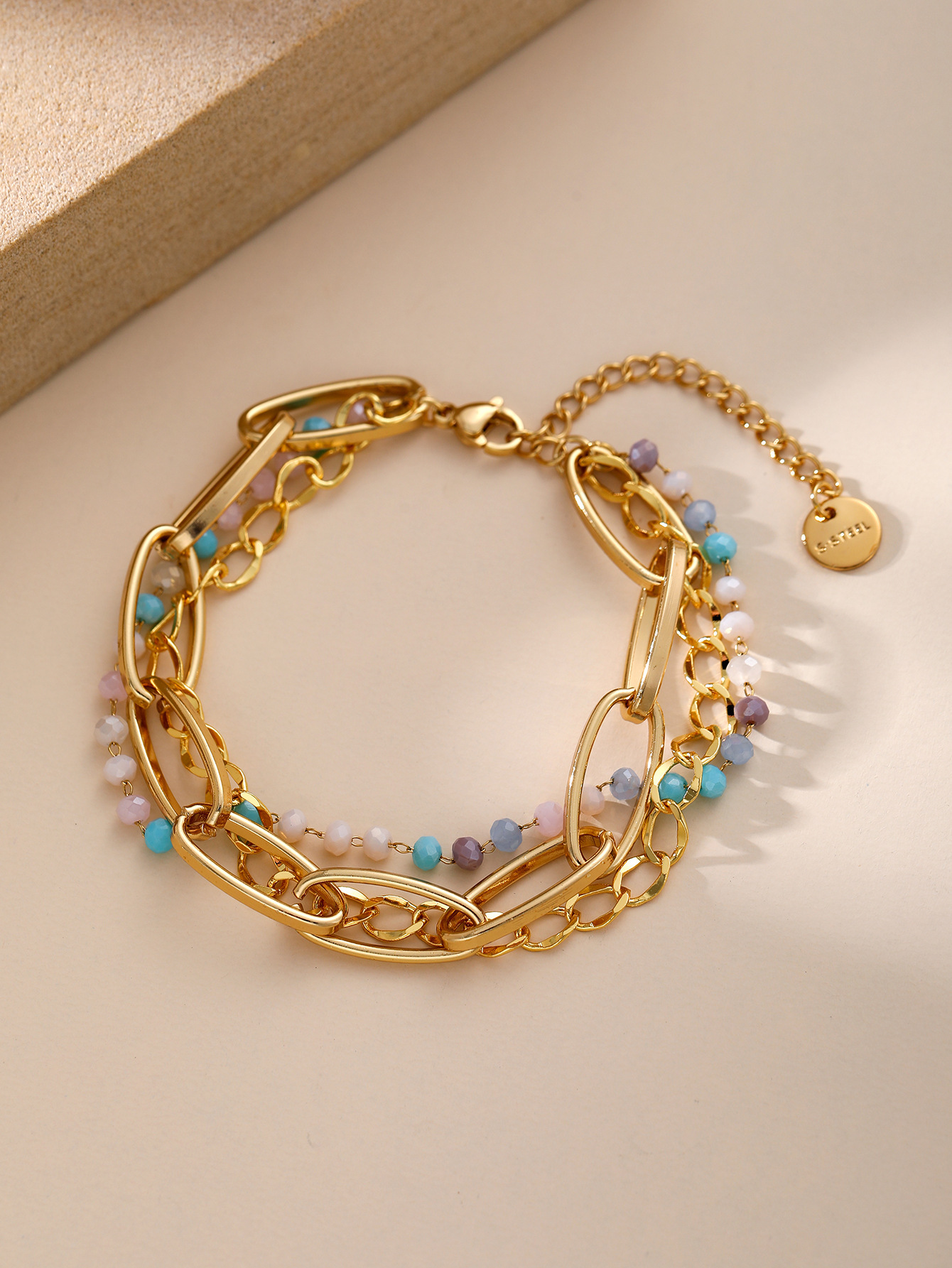 Stainless Steel Bohemian Minimalist Metal Women's Set of 5 Layered Chain Bracelets