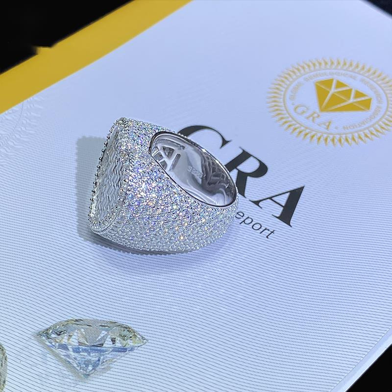 Heart Shape Baguette Cut Moissanite Ring 925 Sterling Silver With 18K Gold Plating Passes Diamond Test VVS Hip Hop Jewelry