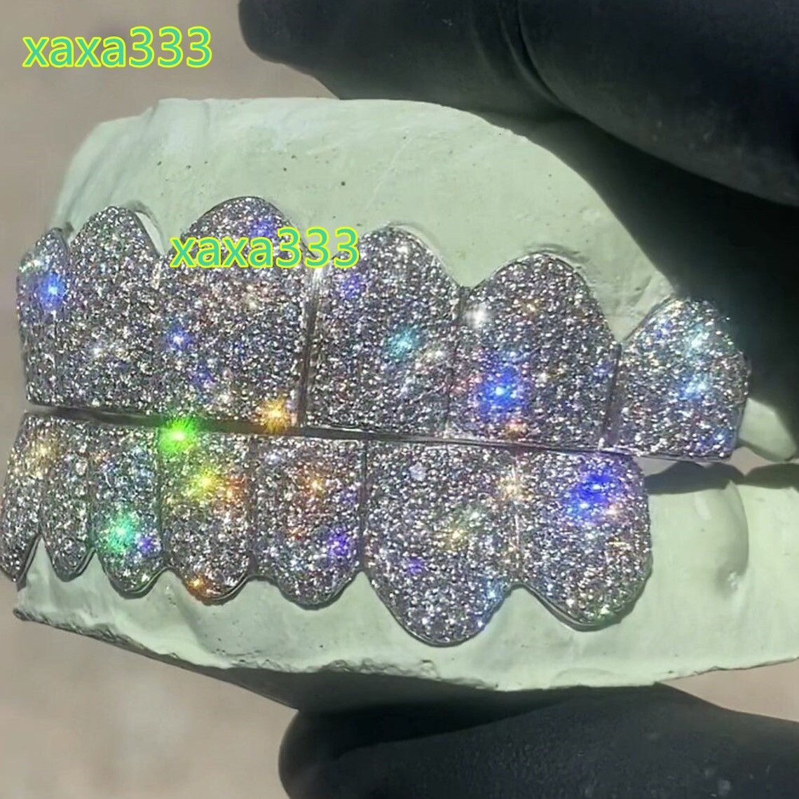 Luxury VVS Moissanite Diamond Grillz Starling Silver 18k Yellow White and Rose Gold 10 Top and Bottom Grillz for Sale