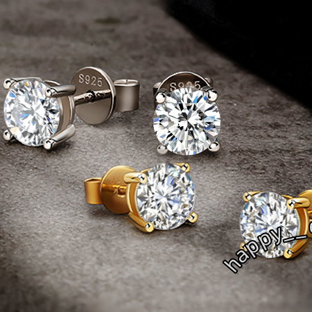 KRKC Wholesale VVS1 0.5ct 0.6ct 0.8ct 1.0ct 925 Sterling Silver Diamond Men Earring Moissanite Wedding Stud Earrings for Bride