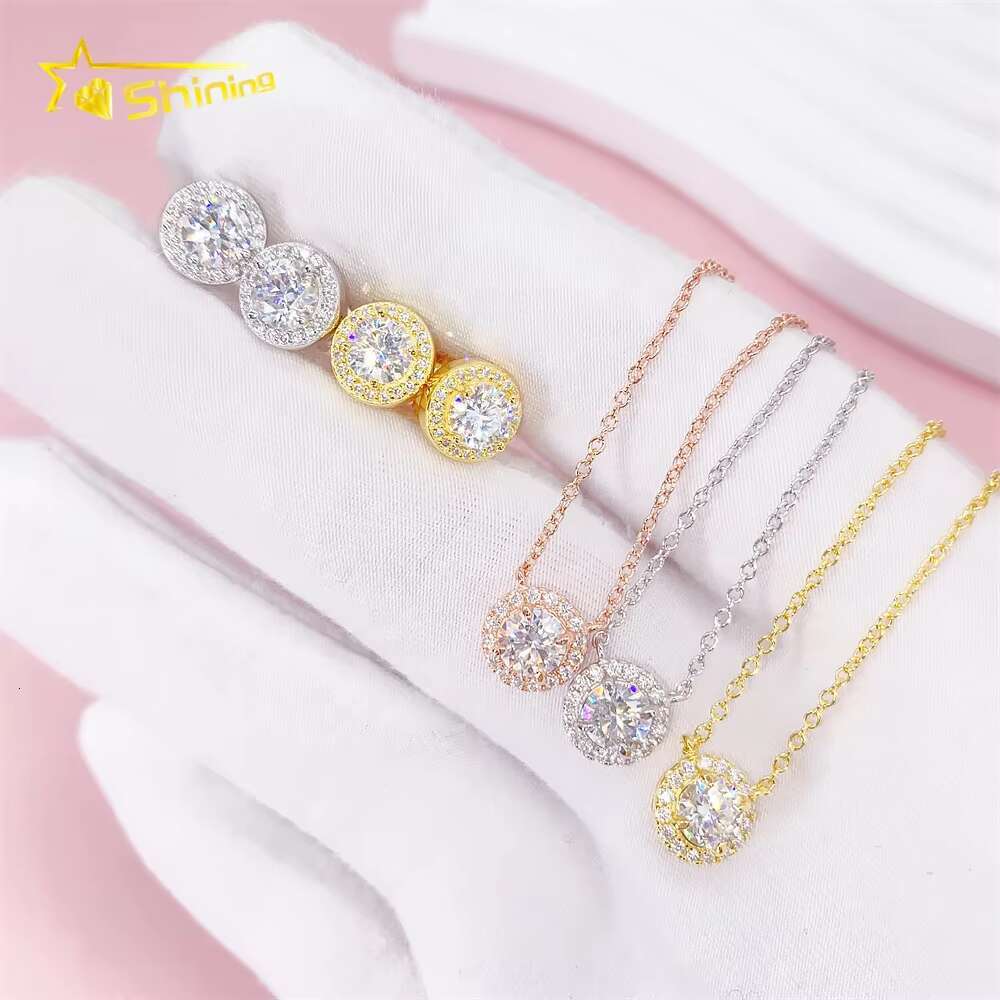 Hot Selling Fine 925 Sterling Silver Necklace Pendant Earrings Jewelry Sets Moissanite Diamond Wedding Jewelry Sets for Women