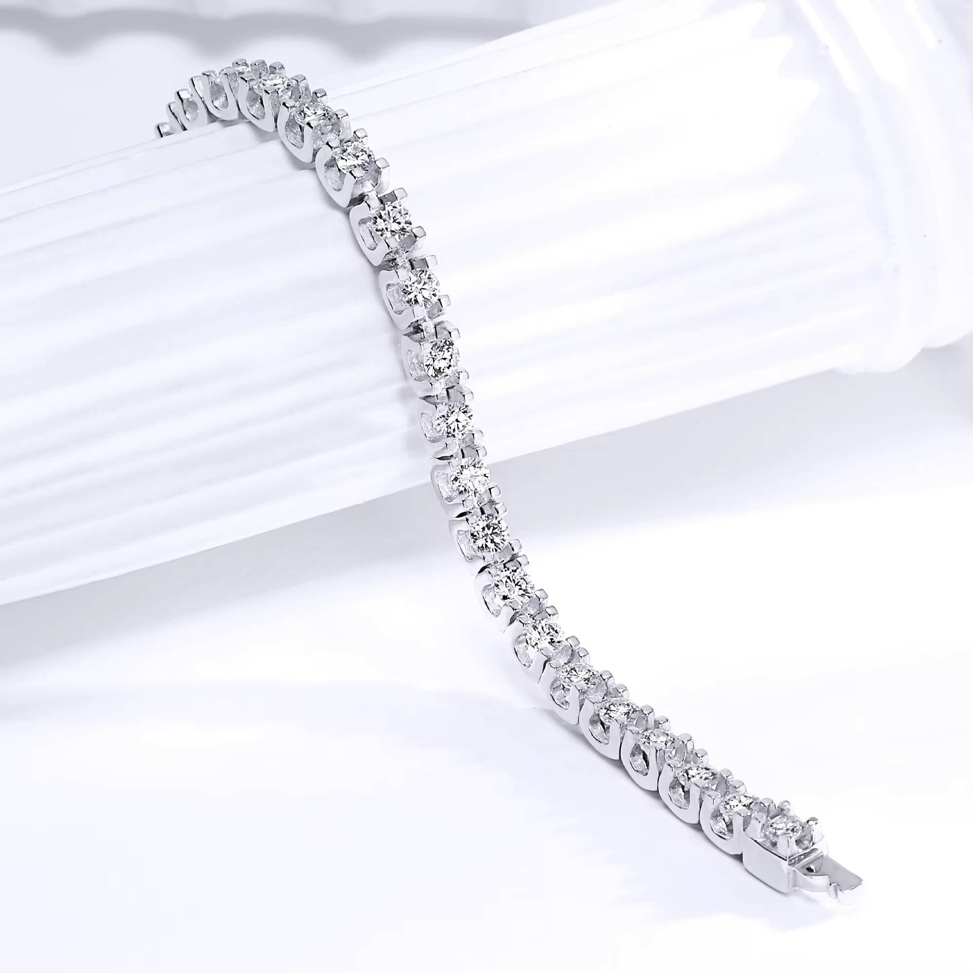 Women Wholesale 2.5mm White Gold Plated Sterling Sier Moissanite Tennis HipHop Bracelet