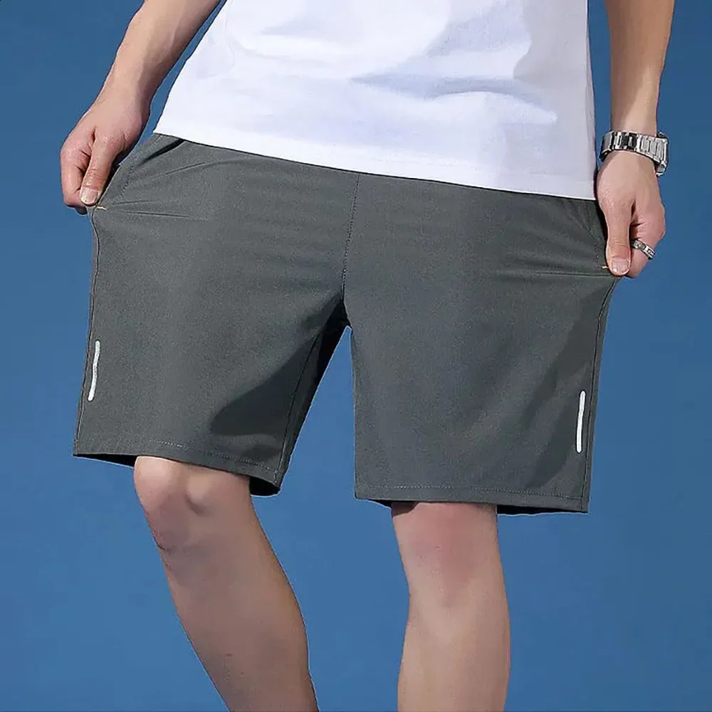 Mens Ice Silk Quick Dry Shorts Reflective Stripes Gym Sports Casual Short Pants Lightweight Breathable Cool Feeling Shorts 250530