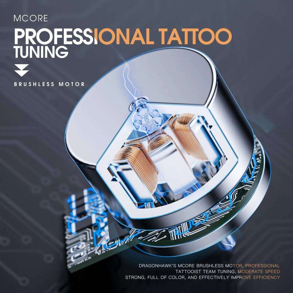 Dragonhawk X7 Gun Pen Hine Wireless Rotary Complete Tattoo Kit Smart Display 2 Batteries 1,800Mah