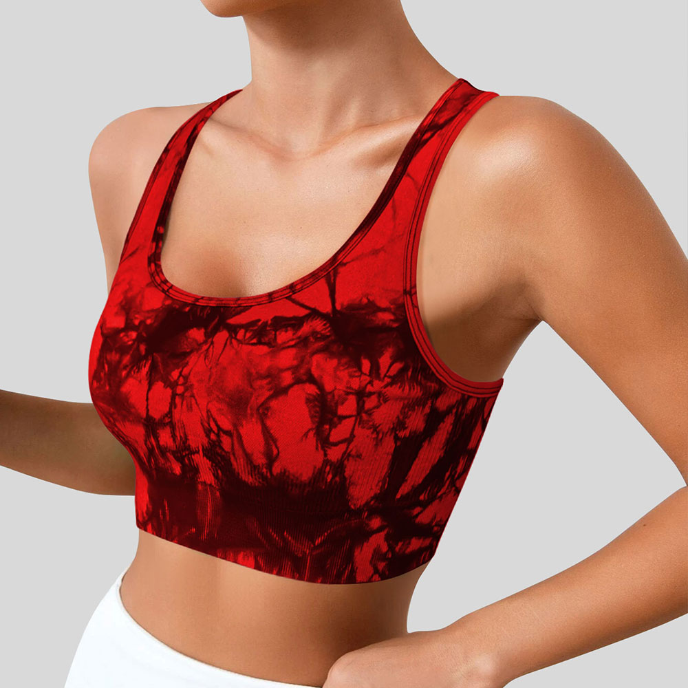 Sports outdoor tie dye seamless high stretch fitness vest with chest cushion for women