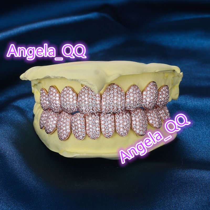 Custom Top Bottom Teeth Perm Cut VVS Moissanite Lab Diamond S925 Silver 10K 14K 18K Solid Rose Yellow White Gold Plated Grillz