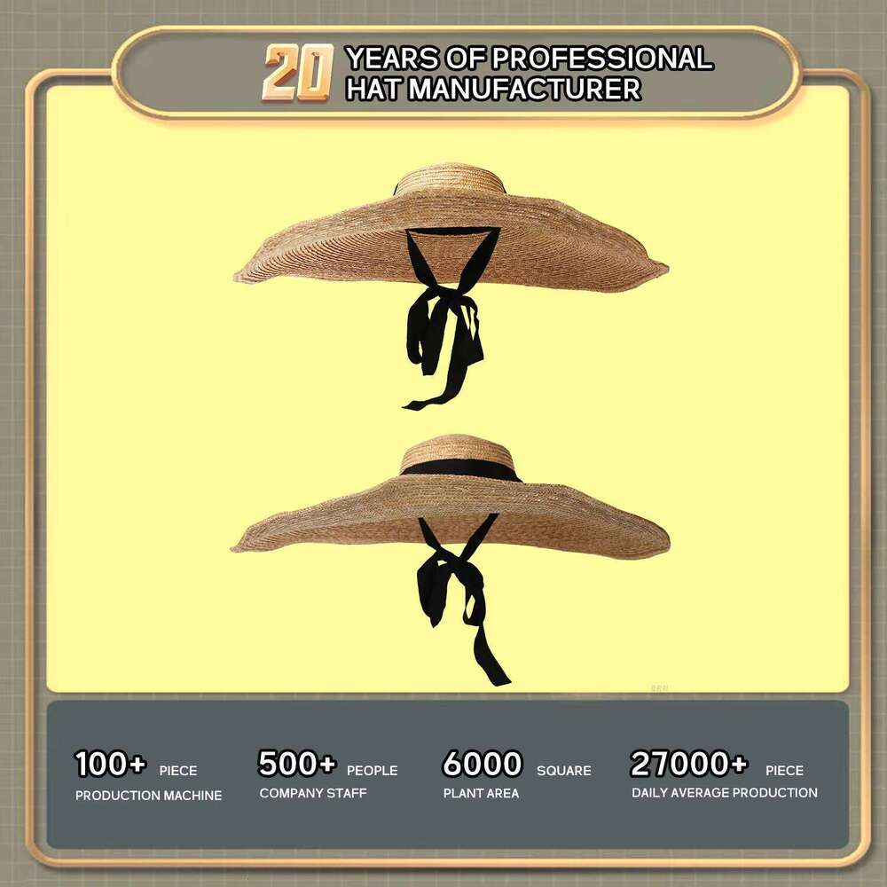 Large Size Adjustable Panama Summer Luffy Floppy Wide Brim Sun Bucket Hat Straw Beach Hats Women