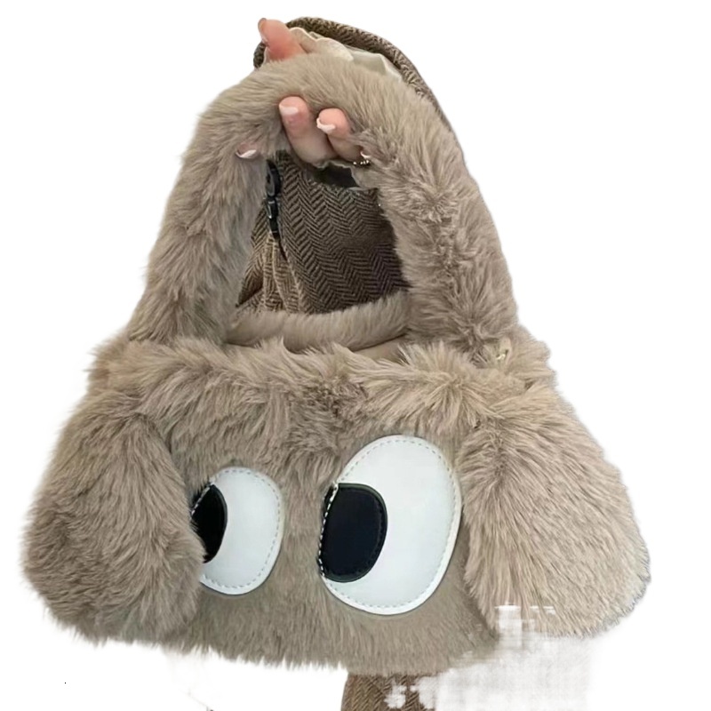 designer Autumn Winter Furry Bag for Women 2025 New Big Eye Puppy Handbag Cute Girl Plush Crossbody Bag Women's Bag