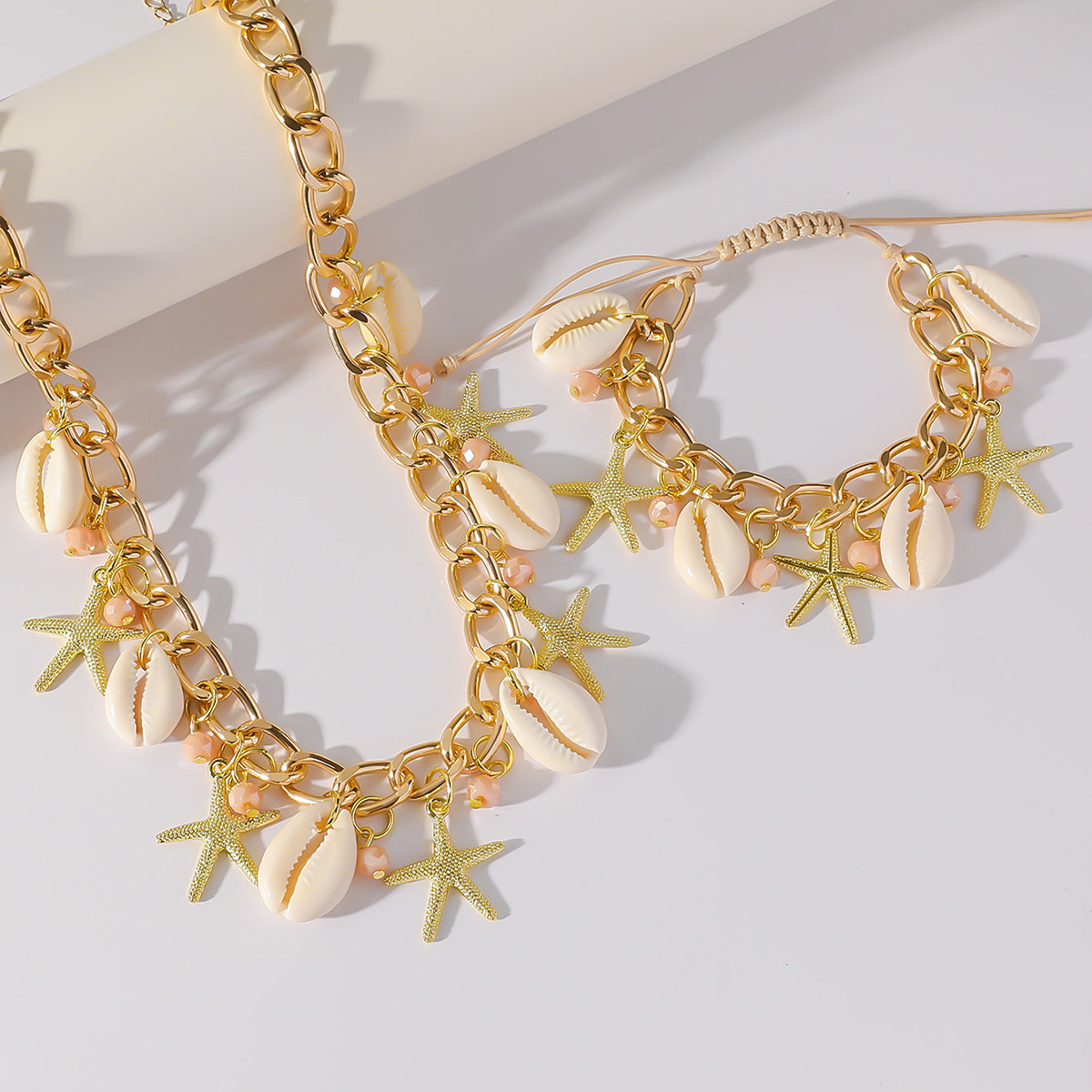 vacation ocean style starfish shell necklace bracelet bead fashion accessory set