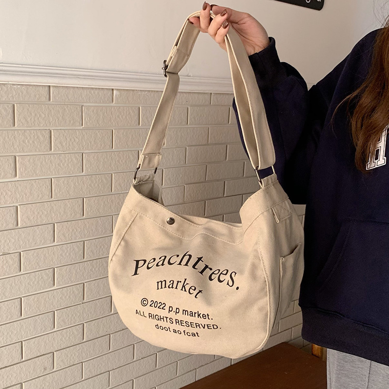 designer Letter Canvas Bag for Women Summer 2025 New Trendy Fashion Tote Bag for Students Large Capacity Crossbody Bag
