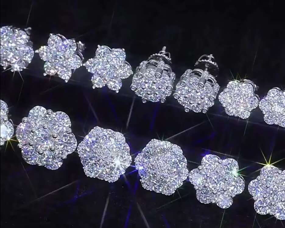E3199S HIPHOP High Class Diamond VVS Moissanite Screwback Stud Earrings