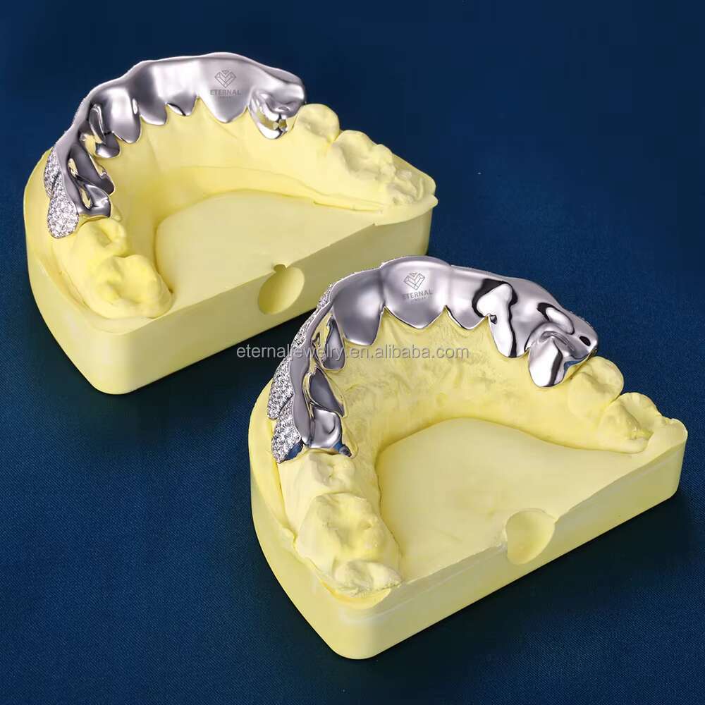 Factory Custom Men Women Top Bottom 2 4 6 8 10 S925 Silver 10K 14K 18K Solid Gold D VVS Moissanite Diamond Grillz for Teeth